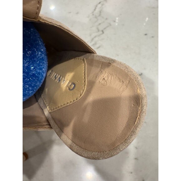 Gianni Bini Ecru Suede Peep Toe Heeled Booties Sz 8.5 - Picture 9 of 11